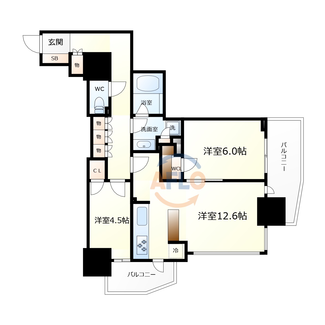 【大阪市中央区久太郎町のマンションの間取り】