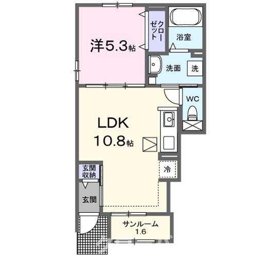 丸亀市山北町のアパートの間取り