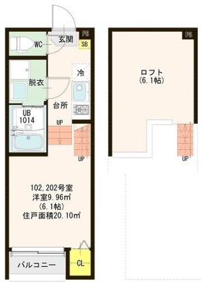 名古屋市瑞穂区洲山町のアパートの間取り