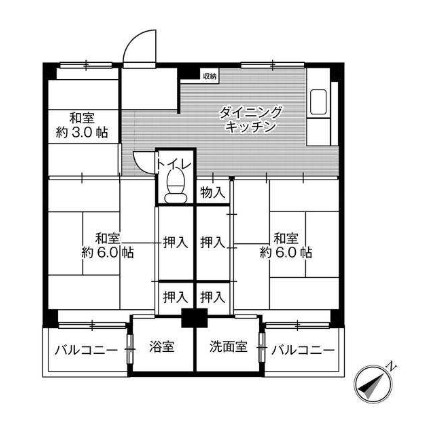 【ビレッジハウス加賀田 1号棟の間取り】