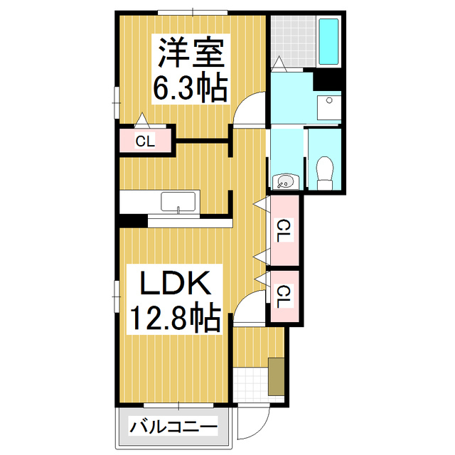 岡谷市神明町のアパートの間取り