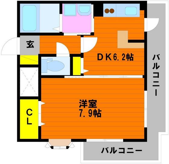 岡山市北区大供表町のマンションの間取り