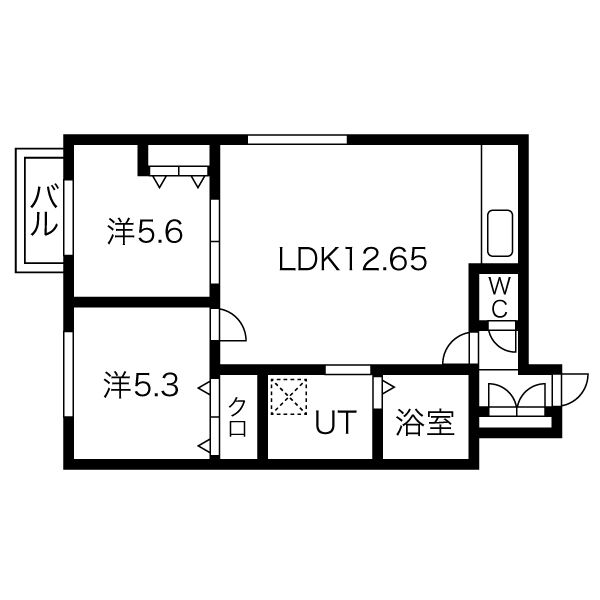 札幌市豊平区月寒東四条のマンションの間取り