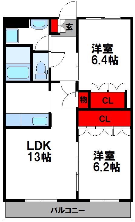 せせらぎ B棟の間取り