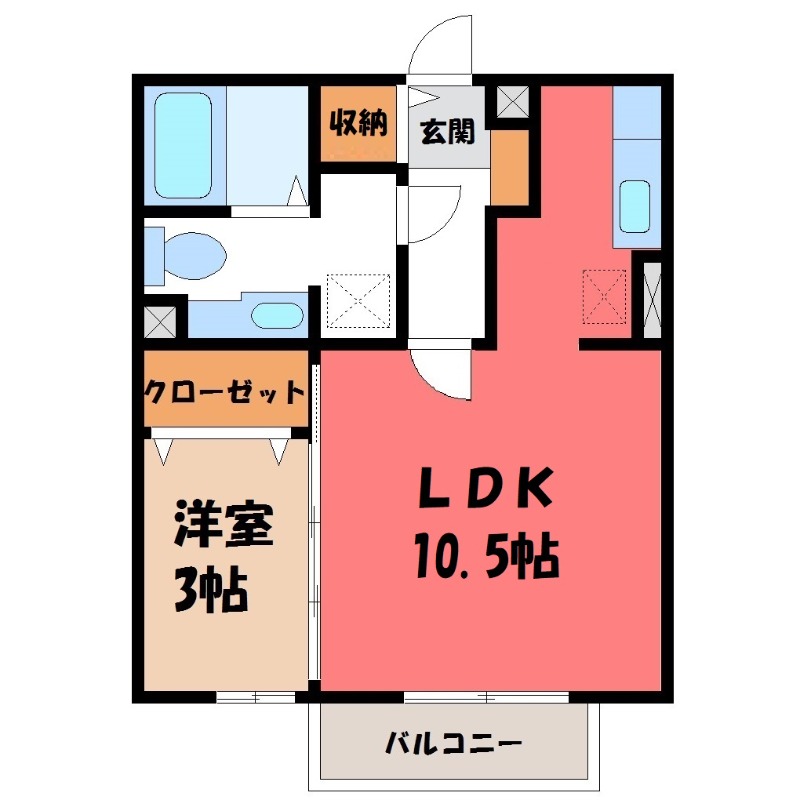 伊勢崎市安堀町のアパートの間取り