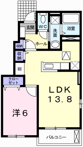 姫路市花田町上原田のアパートの間取り