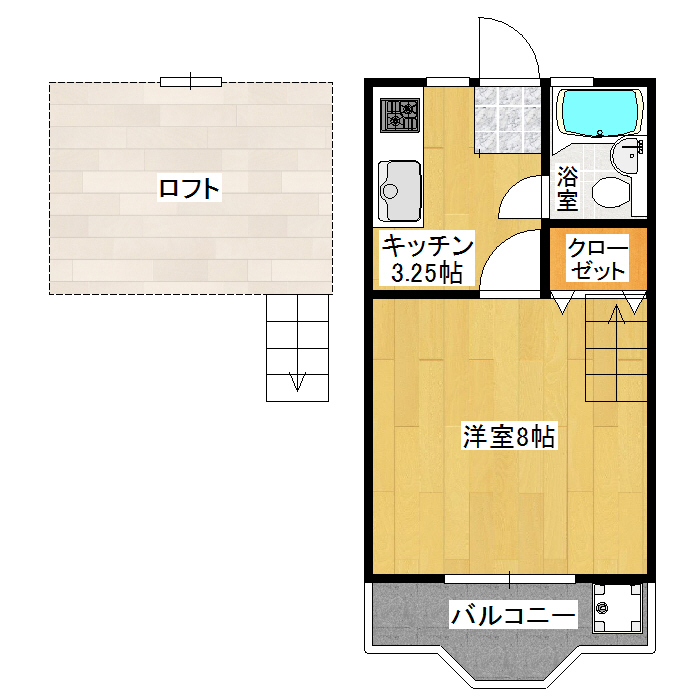 ロイヤルパール　A棟103号室A棟の間取り