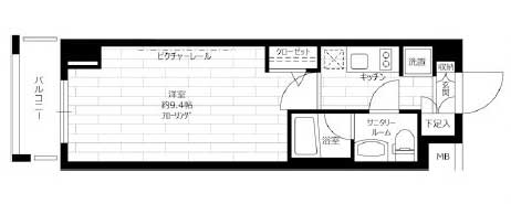 台東区鳥越のマンションの間取り