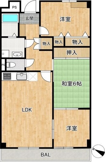 豊中市刀根山元町のマンションの間取り