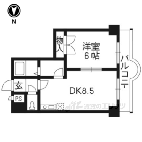 京都市右京区梅津中倉町のマンションの間取り