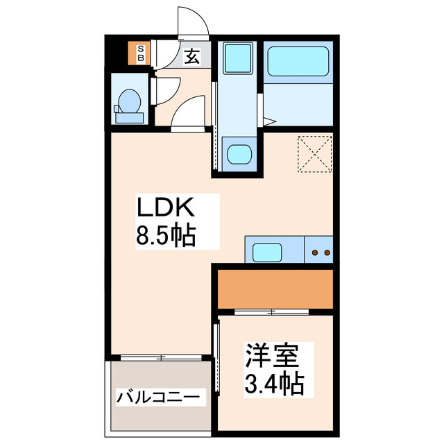 熊本市西区島崎のアパートの間取り