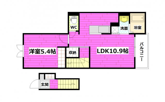 【広島市安佐南区八木のアパートの間取り】