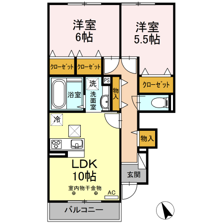 【相模原市中央区田名のアパートの間取り】