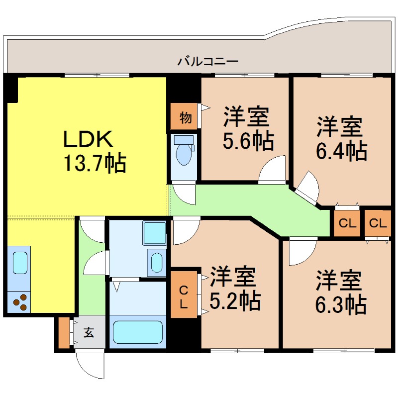 名古屋市熱田区一番のマンションの間取り