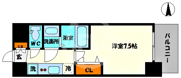 大阪市中央区材木町のマンションの間取り