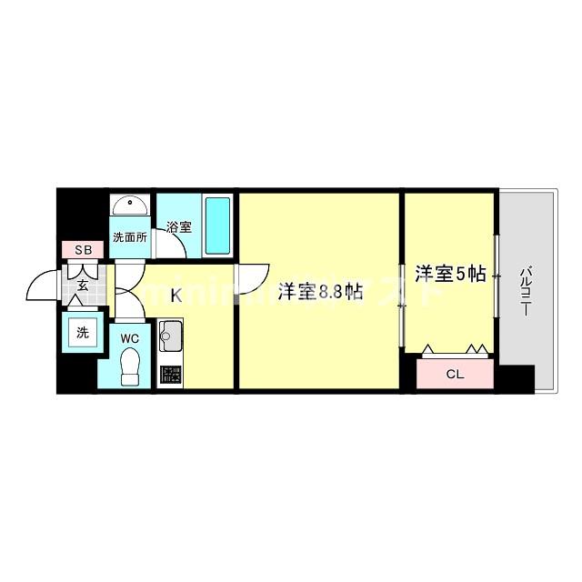 大阪市浪速区浪速東のマンションの間取り