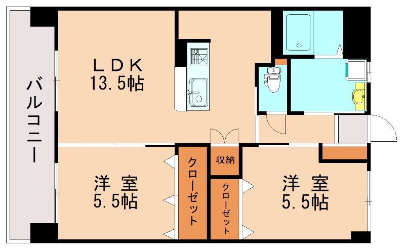 飯塚市川津のマンションの間取り