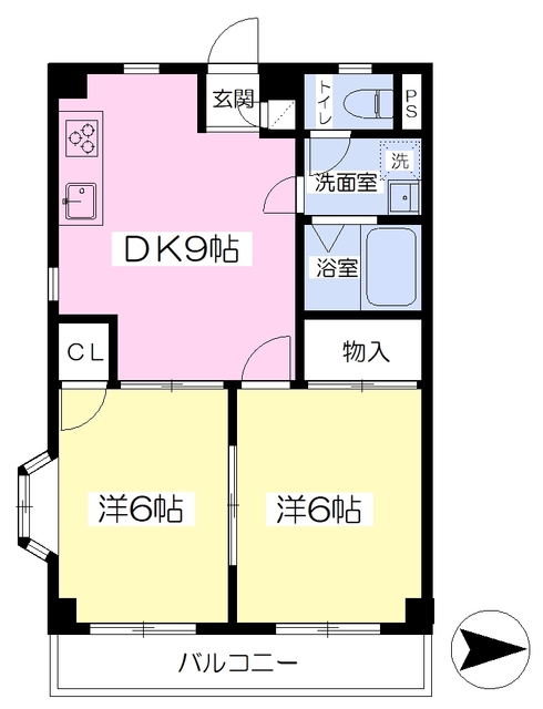 松山市古三津のマンションの間取り