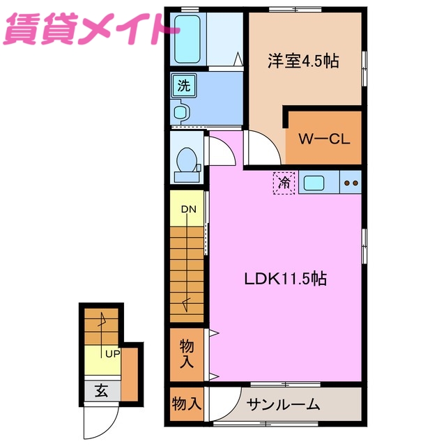 四日市市生桑町のアパートの間取り