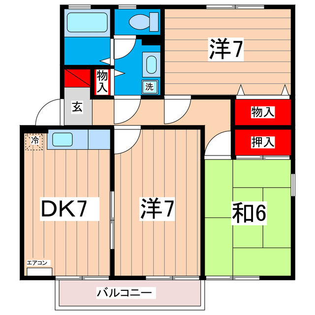 那珂郡東海村舟石川駅東のアパートの間取り