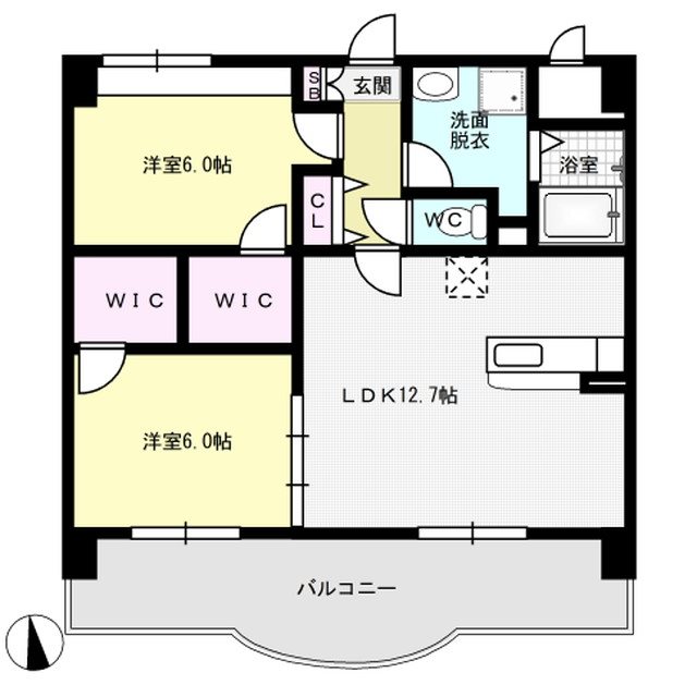 福岡市博多区大字板付のマンションの間取り