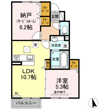 広島市安佐北区亀山のアパートの間取り