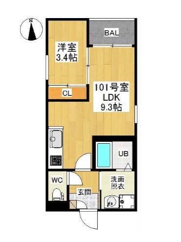 【名古屋市南区呼続元町のアパートの間取り】