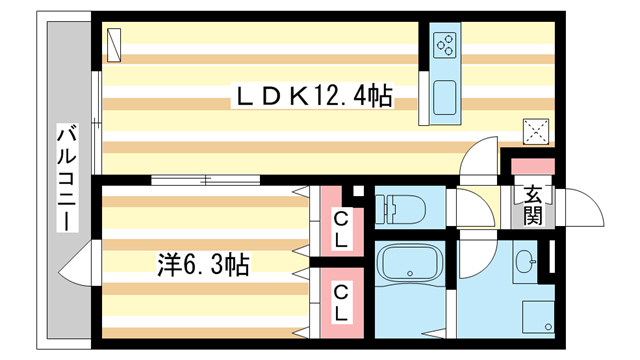 生駒市萩の台のアパートの間取り