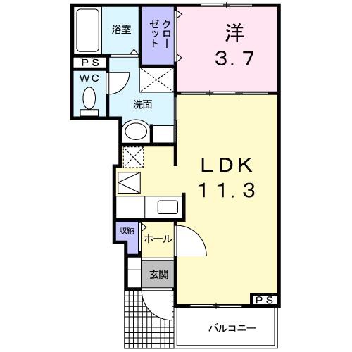 徳島市大原町のアパートの間取り