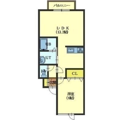 北斗市七重浜のアパートの間取り