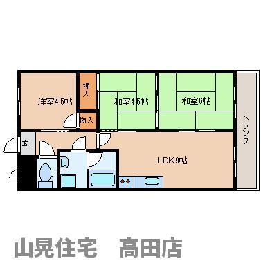 大和高田市西三倉堂のマンションの間取り