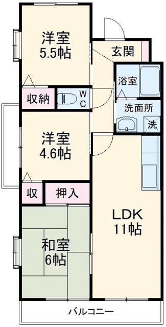 磐田市安久路のマンションの間取り