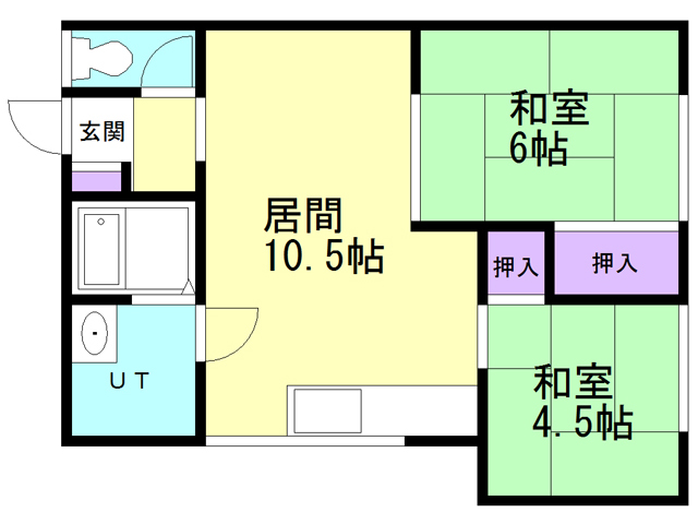 函館市湯川町のアパートの間取り