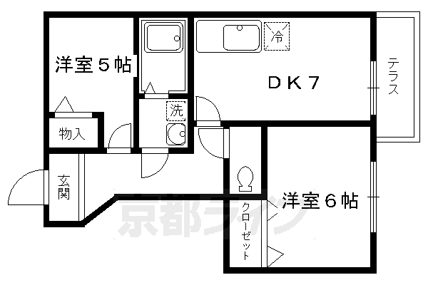 京都市左京区岩倉長谷町のアパートの間取り