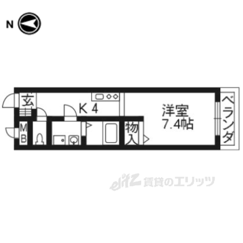 京都市西京区上桂北ノ口町のアパートの間取り