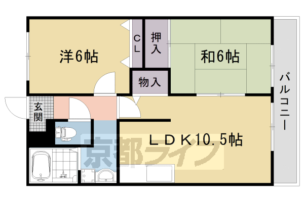 京都市右京区梅津南町のアパートの間取り