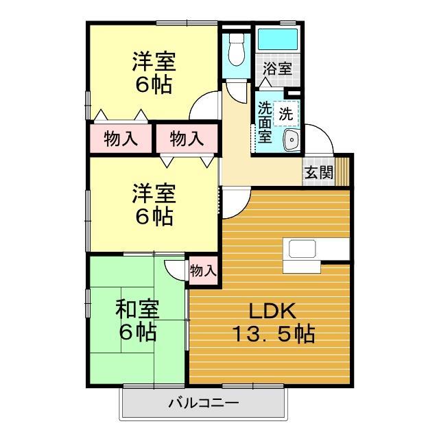 山口市錦町のアパートの間取り