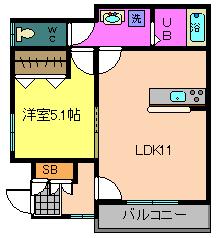 郡山市静町のアパートの間取り