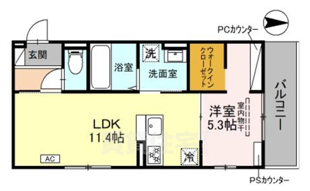 京都市山科区西野野色町のアパートの間取り