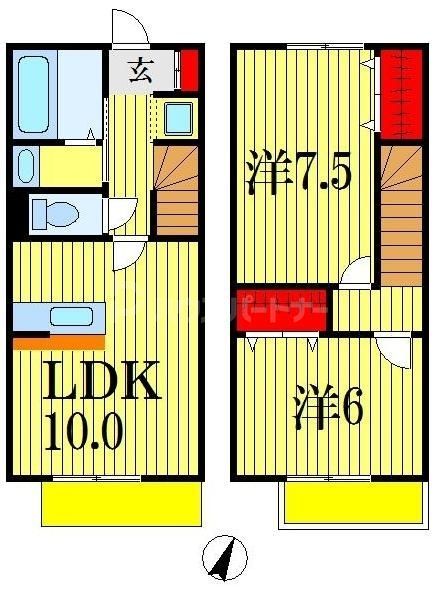 市川市北方のアパートの間取り