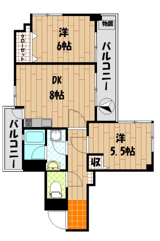 川崎市中原区新丸子町のマンションの間取り