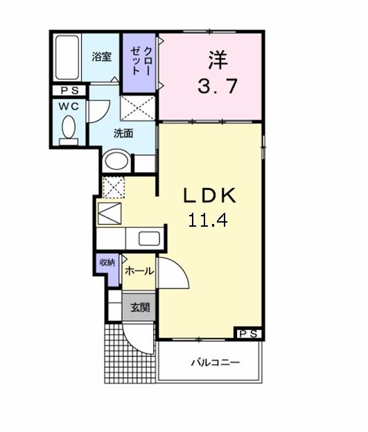 各務原市那加不動丘のアパートの間取り