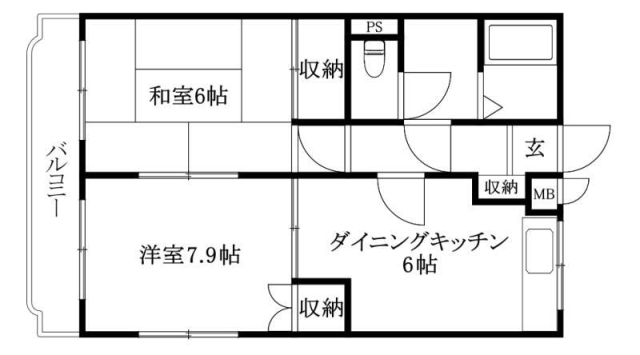 松山市別府町のマンションの間取り