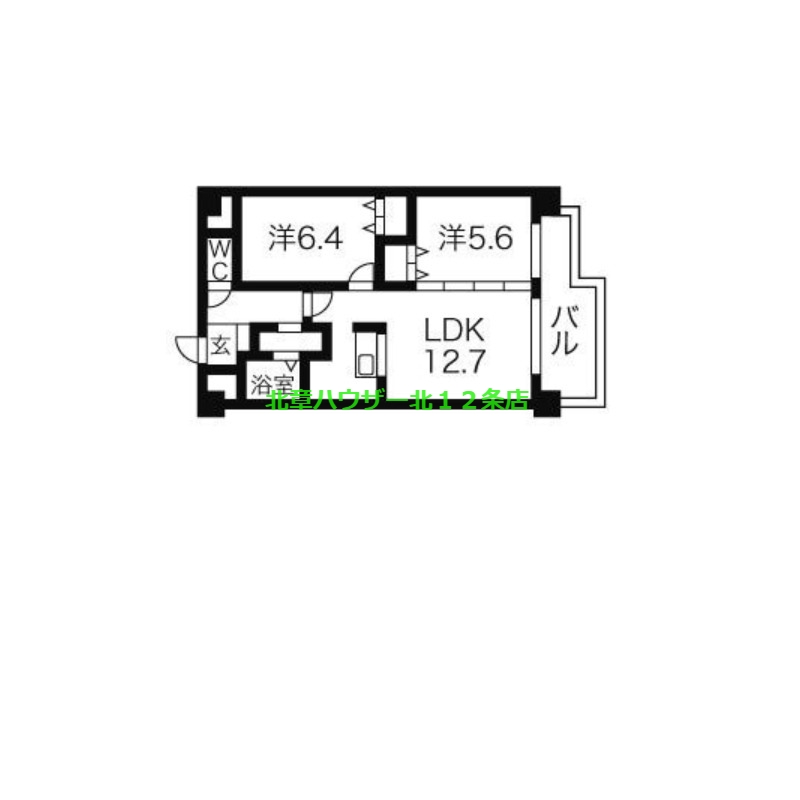 札幌市北区北十四条西のマンションの間取り