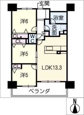 サンシティ岡崎駅前ザ プレミアム 302号の間取り