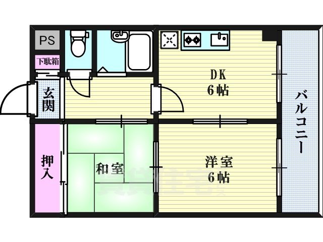 大阪市福島区大開のマンションの間取り