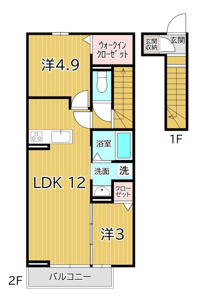 北九州市若松区古前のアパートの間取り