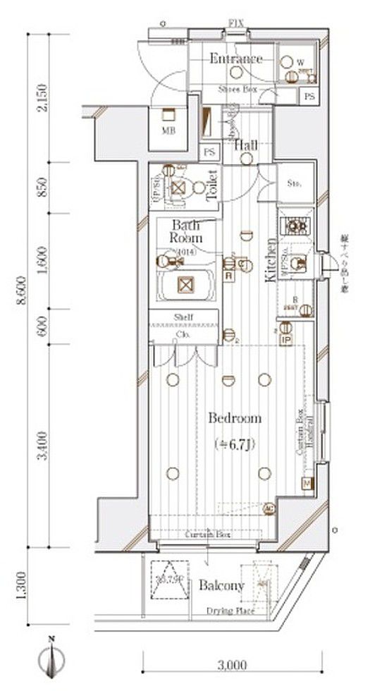 港区西麻布のマンションの間取り