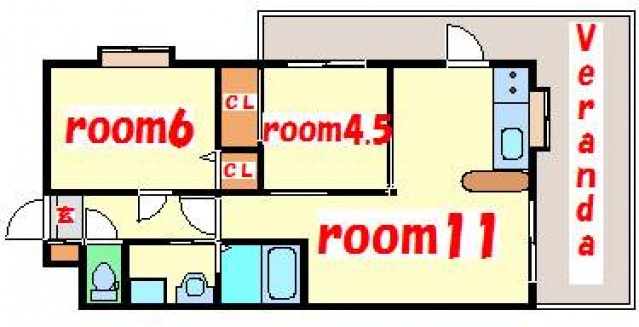 【広島市西区三滝町のマンションの間取り】