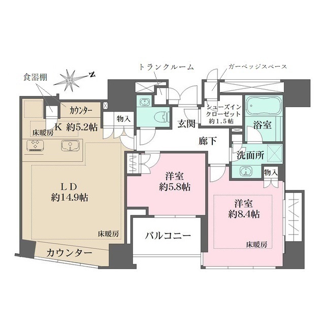 千代田区三番町のマンションの間取り